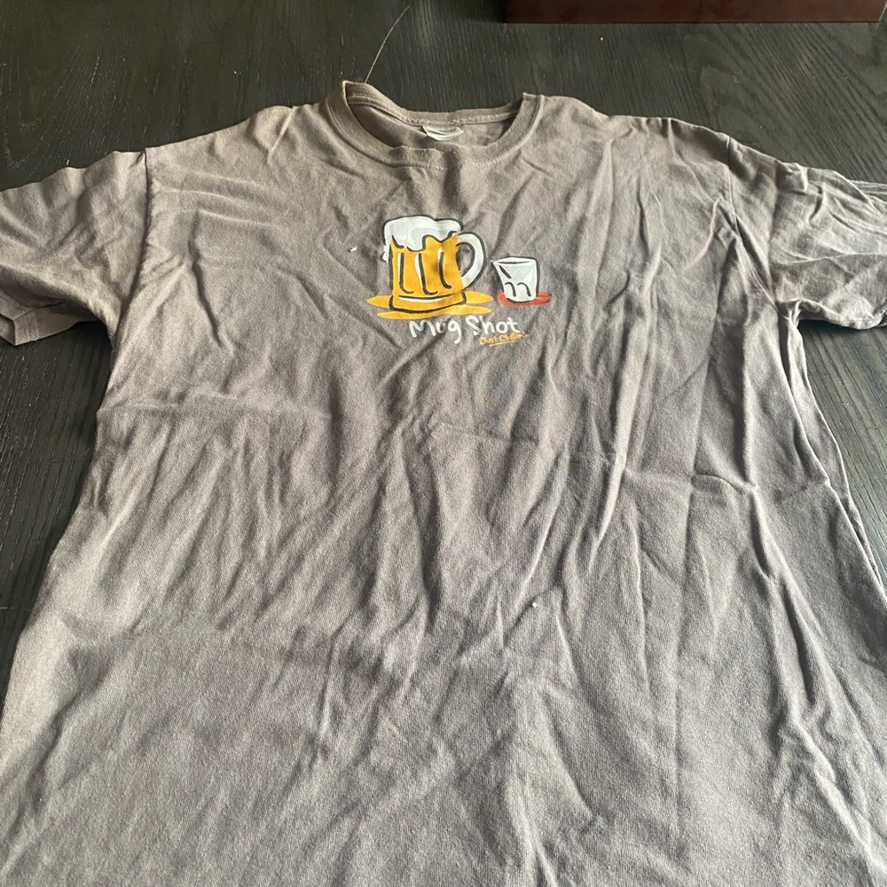 Gildan Brown Tee with Beer Graphic